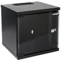 HMF 63406-02 Netzwerkschrank, Serverschrank 10 Zoll | 6 HE | 300 mm Tiefe | Voll montiert | Glastür | Schwarz