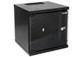HMF Serverschrank Netzwerkschrank, Serverschrank 10 Zoll, 6 HE, 300 mm Tiefe, Voll montiert, Glastür, Schwarz