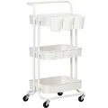 Homcom Servierwagen,, Weiß, Metall, 38x86.5x42 cm, Esszimmer, Servierwagen