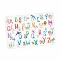 stabile Vinyl Schreibtischunterlage Bastelmatte Kinder Platzset | abwaschbarr reißfest farbecht | Geschenk Schuleintritt Schulanfang Einschulung oder für Kita (Tier Alphabet)