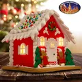 Lebkuchenhaus mit LED 13cm Weihnachtsdeko leuchtend Deko Haus leuchtet rot bunt