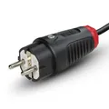 PCE 0511-sr Taurus2 Schutzkontakt Stecker 16A 250V I Gummi-Stecker nat IP54 schwarz/rot I Schutzkontaktstecker TPE/PA6 I Outdoor spritzwassergeschützt für Werkstatt, Baustelle