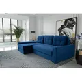 MEBLINI Schlafcouch mit Bettkasten - Kleines Ecksofa mit Schlaffunktion - Sofa mit Relaxfunktion und Kissen - Kleine Couch L-Form - Eckcouch - FURL... - Blau