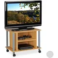 Relaxdays Tv-Tisch, Hellbraun, Holzwerkstoff, Kunststoff, Textil, 60x45x40 cm, Wohnzimmer, TV Möbel