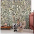 Grandeco Tapete Fototapete Tropisch Gemalt Blumen Grau Blau Rot Creme ML4501 Young Edition