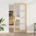 vidaXL Schiebetür mit Hardware-Set 'ORKDAL'Massivholz & Glas