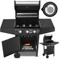 Juskys BBQ Gas-Grill Louisiana 8,1 kW - 3 Brenner Grillrost, Deckel mit Thermometer - Schwarz