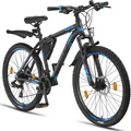 Licorne Bike Effect Premium Mountainbike Aluminiumrahmen Shimano,Zoll:26.00;Farbe:Schwarz/Blau (2xDisc-Bremse)