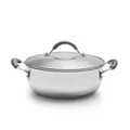 Coolinato - Edelstahl Schmortopf 24 cm mit Silikongriffen & Glasdeckel – Schmorpfanne mit 3,8 l Volumen – Für alle Herdarten, Induktionsgeeignet & backofenfest– 2 Lagen Sandwichboden mit Alu-Kern