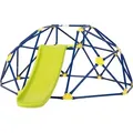COSTWAY Kletterkuppel mit Rutsche, Klettergerüst in Kuppelform mit Stoffplattform, 180 kg Belastbarkeit, Outdoor & Indoor Spielplatz für 3-10 Jä... - Blau