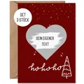 Things of Happiness 3 x Rubbelkarte Weihnachten zum selber beschriften | Set 3 x Rubbellos + Briefumschlag Naturpapier | Karte Fröhliche Weihnachten Geschenk Freund Frau Mann (Weihnachten Rot)