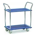Fetra Ganzstahl-Tischwagen, 2 Ladeflächen, Traglast 120 kg, 1 Stück, 740 x 480 mm, blau, 3112