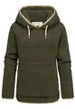 REPUBLIX Damen Teddy Kapuzenpullover Sweatjacke Plüsch Hoodie Pullover Jacke RD-010 Khaki L
