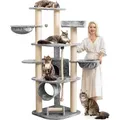 HAPPYPET Großer Kratzbaum Stabil 'Parker' 171 cm - 11 cm Stämme, Große Liegemulden, Kratzrolle, Kletterbaum XXL Katzenbaum für Katzen, Grau - Grau