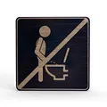 Holz-Türschild Piktogramm Nicht im Stehen...- Hinweisschild aus Eichenfurnier - eckig 10x10 cm, schwarz - Für Ihre Tür & Wand - Inkl. Klebepad - Betriebsausstattung24®
