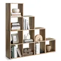 VASAGLE Bücherregal mit 10 Fächern, Regal mit offenen Fächern, Aufbewahrungsmöbel, für Dekorationen, Bilderrahmen, Wohnzimmer, Schlafzimmer, Büro, 29 x 129,5 x 129,5 cm, Karamellbraun LBC010B50