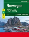 Norwegen, Autoatlas 1:250.000 - 1:400.000: Touristische Informationen, Ortsregister mit Postleitzahlen, Citypläne, Campingplätze. Entfernungen in km (freytag & berndt Autoatlanten)