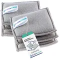 ELEXACLEAN Spülschwamm 6er Set, Topfreiniger waschbar & wiederverwendbar, Mikrofaser Küchenschwamm für Geschirr & Haushalt, (10x8 cm, Hellgrau)