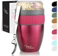 Milu Müslibox Müslibecher To Go Edelstahl 400 ml, isoliert, auslaufsicher, Müslimax Set