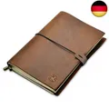 A5 Notizbuch Leder - DIN A5, 22x15cm - Nachfüllbares Reisetagebuch aus Echtem, 