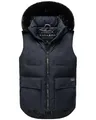 Navahoo Damen ärmellose Outdoorweste warme Winterjacke mit Kapuze und abnehmbarem Kunstfell Zimthäschen XIV Navy Gr. S