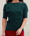 ESPARTO Yogashirt Halbarmshirt Sadaa in Bio-Baumwolle Wohlfühlshirt mit breitem Schulterausschnitt (U-Boot-Ausschnitt)