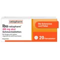 IBU-ratiopharm 400 mg akut Schmerztabletten: Bewährt bei Schmerzen und Fieber. Wirkstoff: Ibuprofen, 20 Filmtabletten