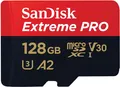 SanDisk Extreme PRO 128GB (Flash-Speicherkarte microSDXC mit SD-Adapter UHS-I U3, A2, Class 10, Video Speed Class 30) (SDSQXCD-128G-GN6MA)