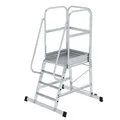 Aluminium-Podesttreppe, einseitig begehbar, fahrbar Anzahl Sprossen: 4