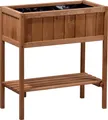 dobar Hochbeet aus Holz mit Ablageboden, Frühbeet Bausatz für Gemüse, Kräuter im Garten und Balkon, 76 x 40 x 80 cm, braun