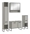 xonox.home Badezimmer Bagno 4tlg. Kombination Badmöbel Set kleine Bäder Komplettprogramm Bademöbel-Set in Kaschmir beige Nb. Absetzung schwarz Nb.