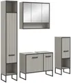 xonox.home Badmöbel-Set, (4tlg. Set bestehend aus Hochschrank, WBU, Spiegelschrank, Standschrank), Kaschmir Nachbildung Siphonausschnitt Softclose Melamin 170x192x36 cm