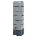 Regentonne eckig grau Standard 120 Liter mit Sockel, Deckel & Kunst. Hahn