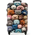 NoBoringSuitcases.com© Kinderkoffer Teddybär - Plüschtier - Tiere - Mädchen - Jungen 67 cm - 72 L, 4 Rollen, Mittelgroßer Reisetasche mit Rollen für 20kg, Kinderkoffer bunt|schwarz 43 cm x 67 cm x 25 cm