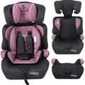 FableKids Autokindersitz Autositz Kinderautositz für Kinder 76-150 cm ab 15 Monaten 3-Punkt-Gurt einstellbare Kopfstütze ECE Pink - Rosa