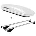Skibox weiß VDP-MAA 460W 460 Liter abschließbar + Alu-Relingträger Dachgepäckträger aufliegende Reling im Set kompatibel mit für Opel Astra Spor