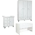 arthur berndt Babymöbel-Set Lavea 3.teilig Kleiderschrank Wickelkommode Bett - Weiß