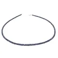 Kette Collier aus Saphir Safir & 925 Silber, blau dunkelblau, Saphirkette Damen