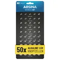 ABSINA 50er Pack Alkaline Knopfzellen Batterien - AG1 / AG3 / AG4 / AG10 / AG13