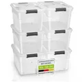 Juskys Aufbewahrungsbox (6 St), mit Rollen, stabil, verschließbar und pflegeleicht weiß 45 l | 38 cm x 30 cm x 52 cm