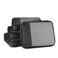 Amazon Basics Packwürfel Set für Koffer, Reise Organizer, Reißverschluss, 4 Teilig, Groß, Schwarz