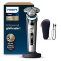 Philips Rasierer i9000 Prestige, elektrischer Nass- und Trockenrasierer für Herren mit integriertem Trimmer, dunkelgrau-silber, Drucksensor, Ladestation und Reiseetui (Modell XP9204/10)