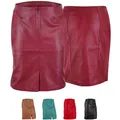 German Wear Lederrock Trend452R Midi Trendiger Midi Lederrock aus Lammnappa Business Rock echtleder, Weinrot