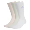 adidas Unisex Cushioned Crew Socks 3 Pairs, White/Sandy Pink/Linen Green, 45-48