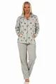 NORMANN-Wäschefabrik Damen Coralfleece Hausanzug Homewear mit Sternen als Motiv - 202 216 97 961, Farbe:grau, Größe:44/46