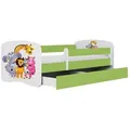 Kocot Kids Kinderbett Babydreams Zoo mit Schublade 180x80 cm mit Matratze in grün - Weiß