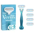 Gillette Venus Smooth Rasierklingen Damen, 5 Ersatzklingen für Damenrasierer + Handstück
