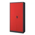 Jan Nowak Metallschrank 185 x 90 x 45 cm | Büroschrank Abschließbar mit Kleiderstange, Pulverbeschichtung | Aufbewahrungsschrank Umkleideschrank Spind Kleiderstange | Anthrazit-Rot