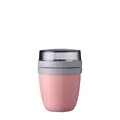 Mepal Müslibecher to go, Klein, praktischer Joghurtbecher to go - Unterteilung für Joghurt & Müsli - Geeignet für Gefrierschrank, Mikrowelle & Spülmaschine - 300 ml + 120 ml - Nordic Pink