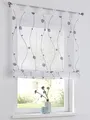 Nelly grau Raffrollo mit Schlaufen modern Bestickt Raffgardine halbtransparent, Polyester, pflegeleicht, B x H 60 x 140 cm